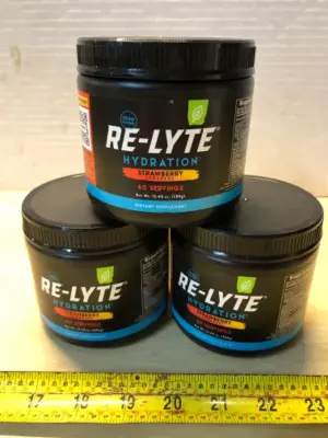 3 tubs Re-Lyte hydration dietary supplement exp:7/30