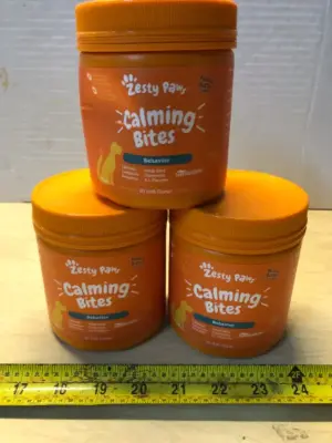 3 tubs 90 chews each calming bites for dogs exp:2/20/26