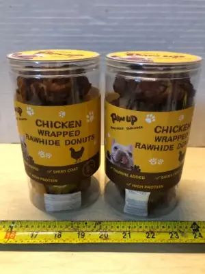 2 tubs 12.5oz chicken wrapped rawhide donuts exp:4/17/27