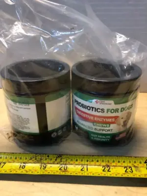 2 tubs 120 chews each probiotics for dogs exp:2/28