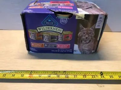 24 cans blue wilderness cat food exp:11/28/27
