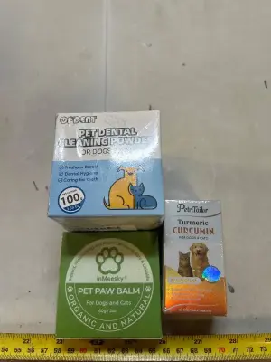cat or dog bundle paw balm, dental powder, tumeric