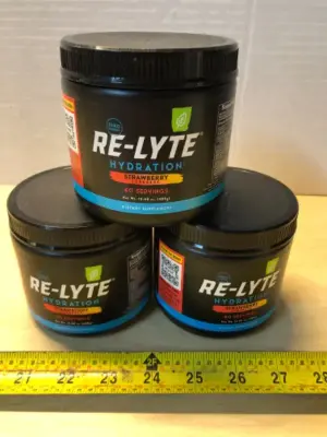 3 tubs Re-Lyte hydration dietary supplement exp:7/30