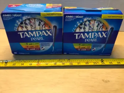 2 boxes 45 tampons each tampax pearl variety pack