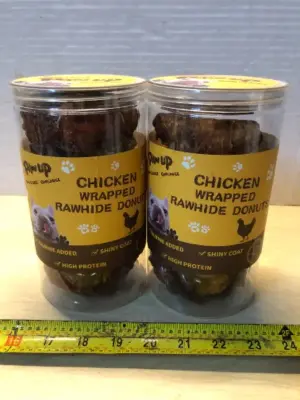 2 tubs chicken wrapped rawhide donuts exp:4/17/27