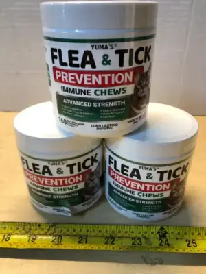 3 tubs 160 chews each flea and tick prevention cat chew exp:5/27