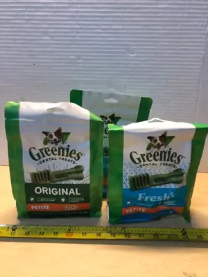 3 bags 12oz each greenies dental treats exp:12/25/29