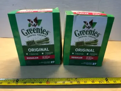 2 boxes 27oz greenies dental treats exp:4/26/29