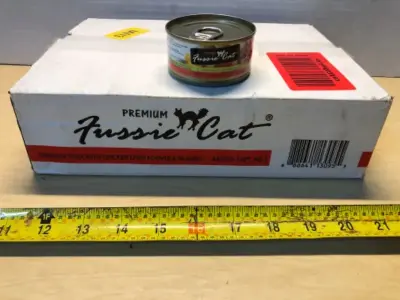24 cans fussie cat food exp:12/25/27
