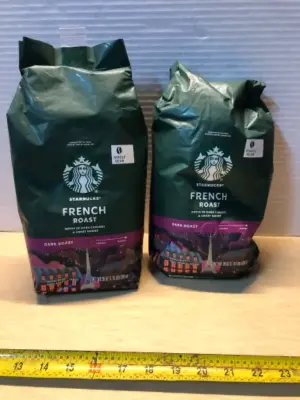 2 bags 28oz each Starbucks whole bean French roast coffee exp:5/12/26