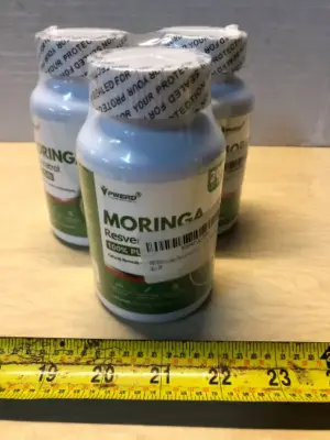 3 bottles 200 capsules each moringa resveratrol 100% pure organic dietary supplement exp:6/20/27