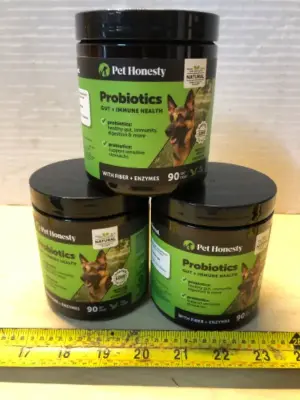 3 tubs 90 chews each probiotics gut+ immune health dog chews exp:5/22/26