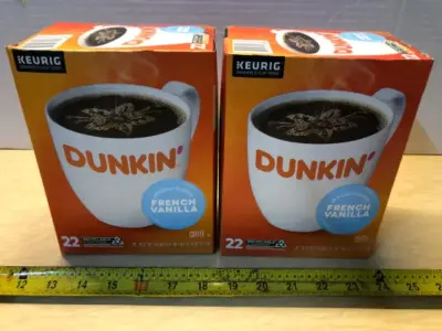 2 boxes Dunkin 22 kcups coffee French vanilla exp:12/21/26