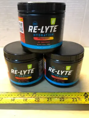 3 tubs Re-Lyte hydration dietary supplement exp:7/30