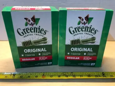2 boxes 27oz greenies dental treats exp:4/26/29