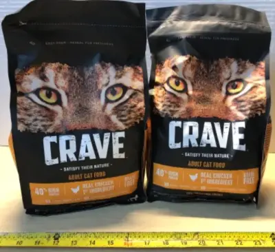 2 bags 4lbs crave adult cat food exp:4/21/26
