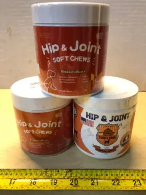 9oz hip and joint chews for dogs 2 tubs 120 each hip and joint chews exp:8/23/26
