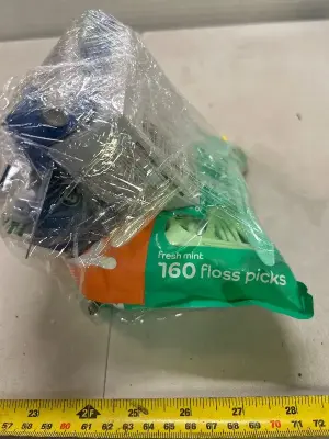 oral b brush heads , flossers , purple powder