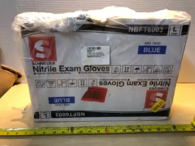 Size large blue nitrile exam gloves