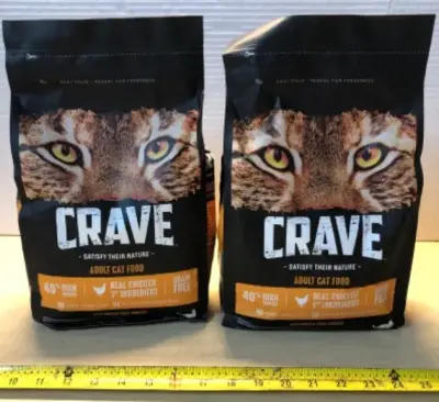 2 bags 4lbs crave adult cat food exp:4/21/26