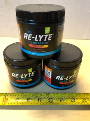 3 tubs Re-Lyte hydration dietary supplement exp:7/30