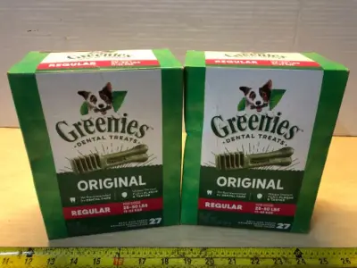 2 boxes 27oz greenies dental treats exp:4/26/29