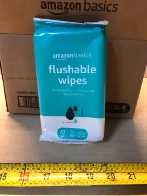 8 packs Amazon basics flushable wipes