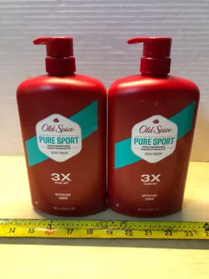 2 pump bottles old spice pure sport body wash  33.4oz each