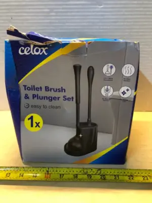 Toilet brush and plunger set