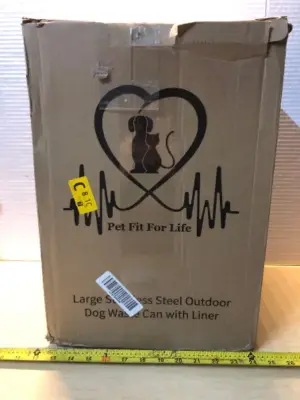 Large stainless steel outdoor waste can with liner