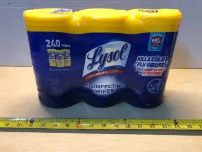 3 tubs Lysol disinfecting wipes