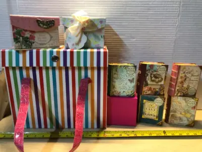 Box of boxes and memo pads
