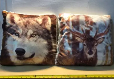 Wolf and buck throw pillow