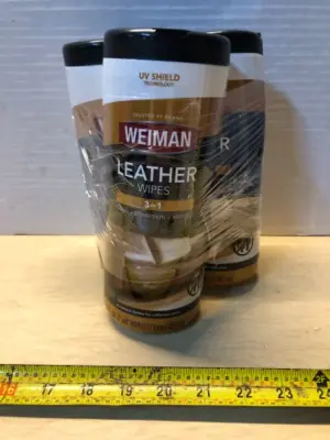 3 tubs leather wipes