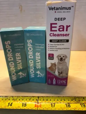 2 boxes 3oz wound drops, 5oz deep ear cleanser