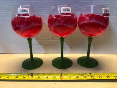 3pc rose wine glasses