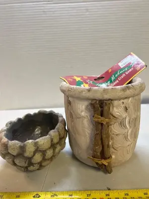 2 decorative garden dishes with craft gems