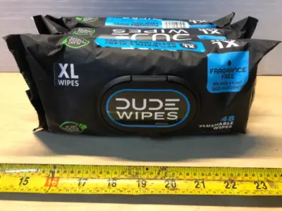 3 packs flushable dude wipes