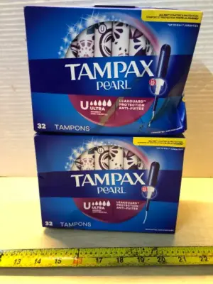 2 boxes 32tampons each tampax pearl