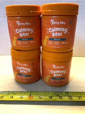 4 tubs 90 chews each calming dog bites exp:2/26