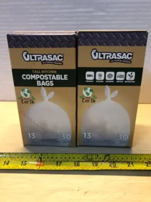 2 boxes compostable bags 13 gallon 30 bags each