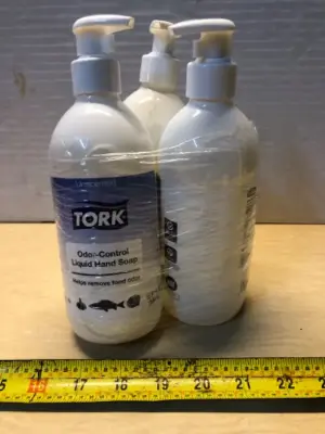 3 bottles 16.91oz tork odor control liquid hand soap helps remove food odor