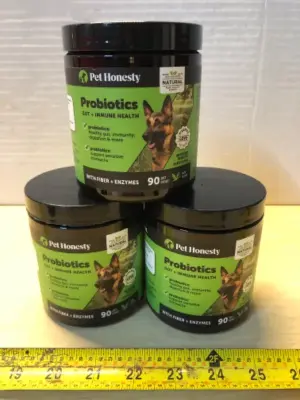 3 tubs 90 chews each probiotics gut immune health dog chews exp:5/22/26