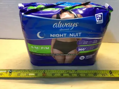 3 packages always discreet night small 16 underwear each