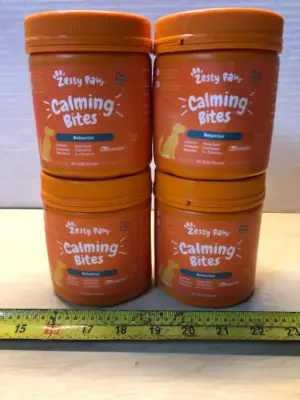4 tubs 90 chews each calming bites for dogs exp:2/26