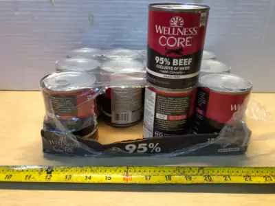 12 cans wellness core 95% beef grain free exp:7/20/27