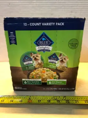 12 count variety pack blue buffalo delights small breed dog food exp:10/20/27