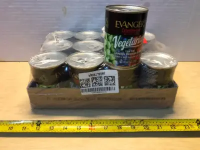 12 cans evangers vegetarian dog and cat food exp:8/28