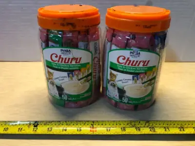 2 tubs 50 tubes each churu cat treats exp:1/10/27