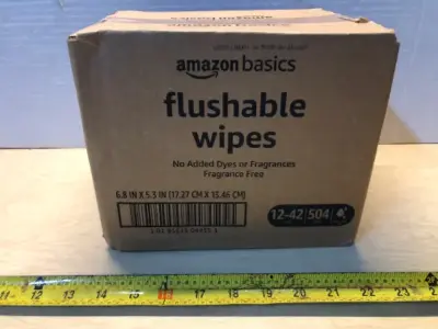 12 packs Amazon basics flushable wipes